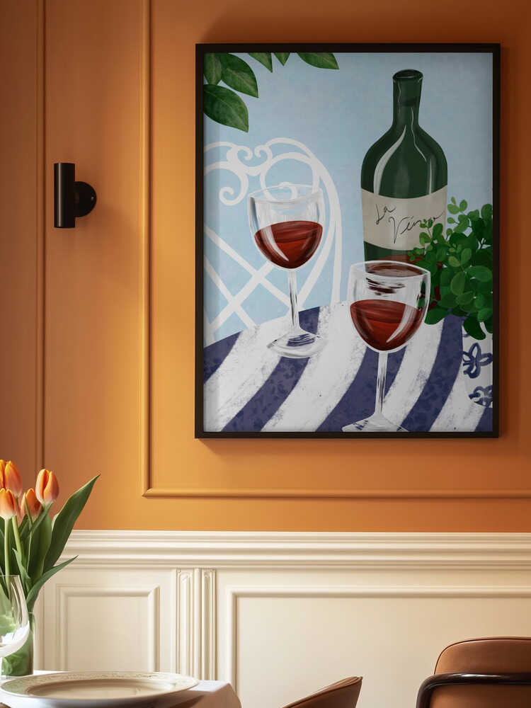 Red wine under the tree Poster