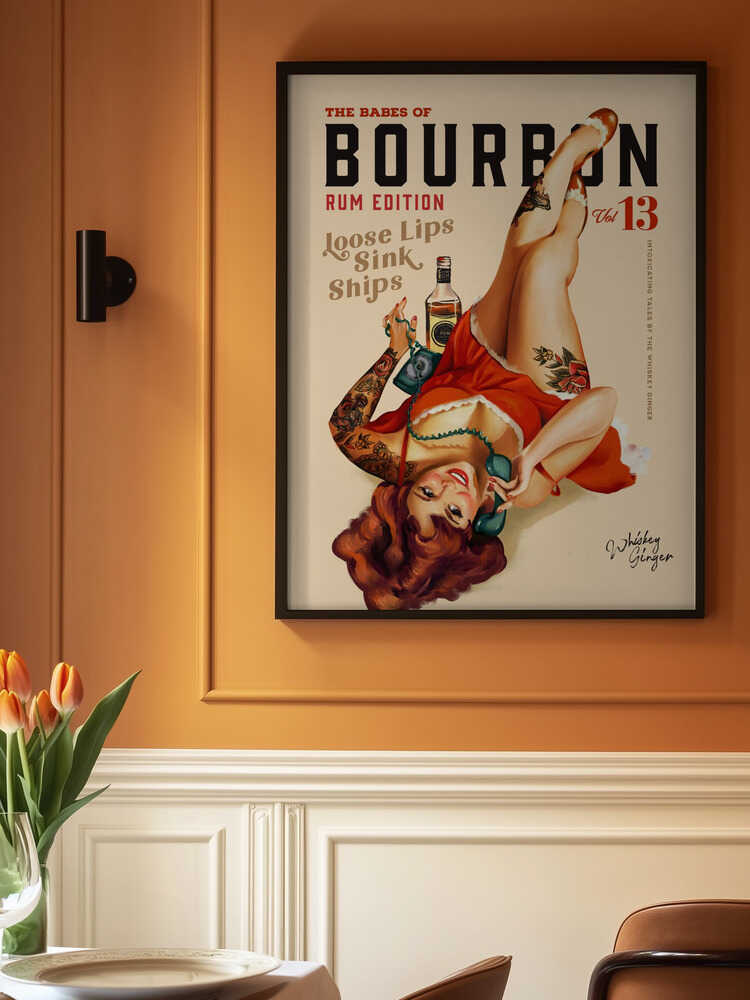 Babes of Bourbon Vol 13 Rum Drinking Pinup Girl Art Poster