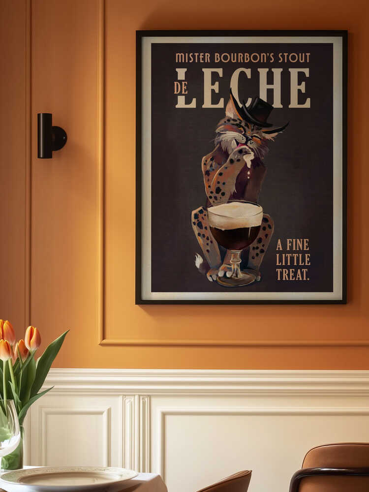 Bourbon De Leche Guinness Style Cat Art Poster