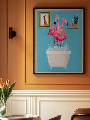 Flamingos In Bath Poster