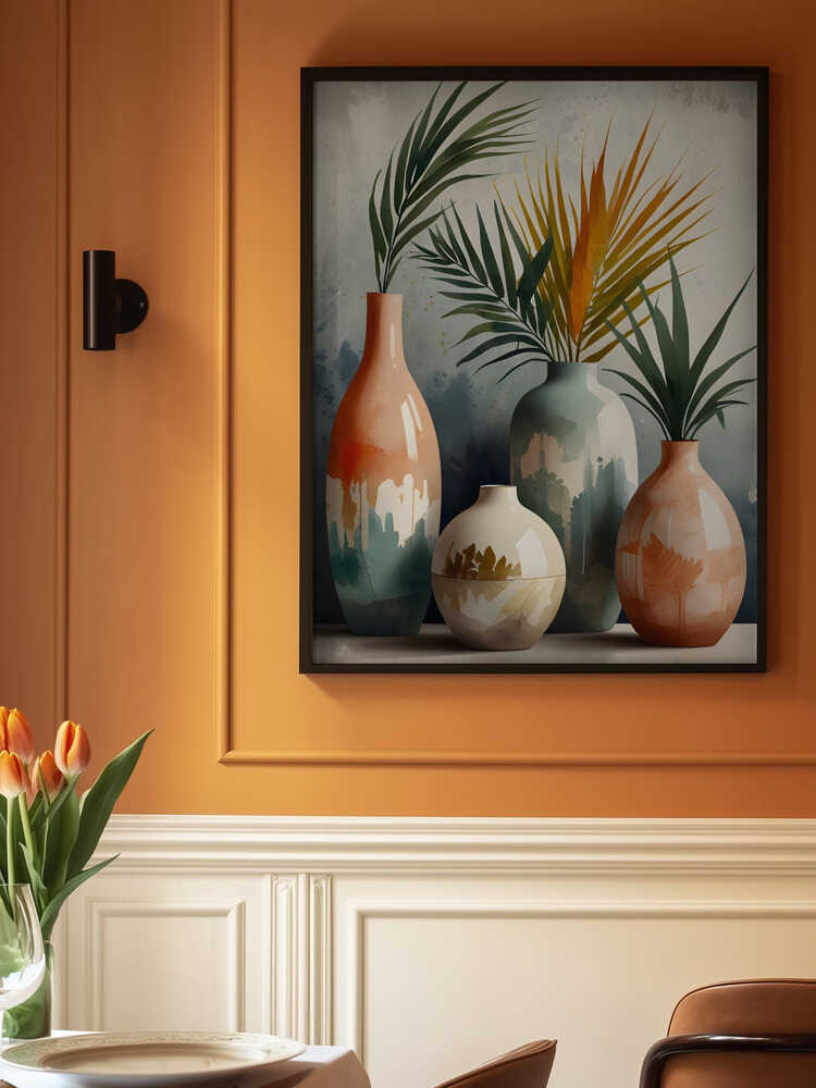 Tropical Vases In Watercolor Hues Poster