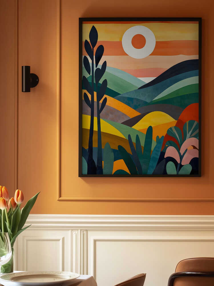 Sunrise Over Rolling Hills Poster