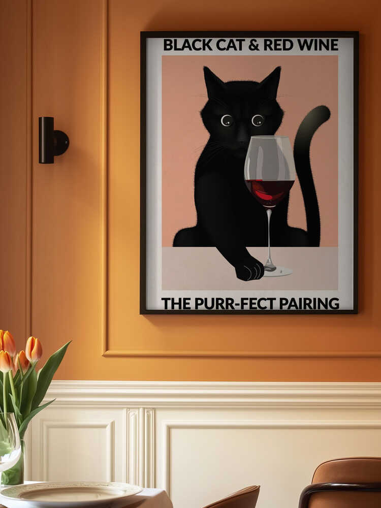A4 Cat & Wine Purr Fect 01.png Poster