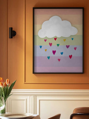 Raining Multicolored Hearts Poster