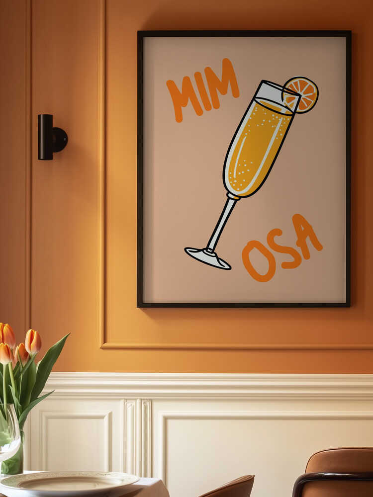 Illustration Of A Mimosa Cocktail Poster