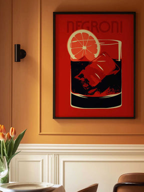 Stylized Negroni Cocktail Poster