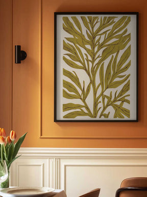 Golden Leaf Silhouette with Tree Branch Poster