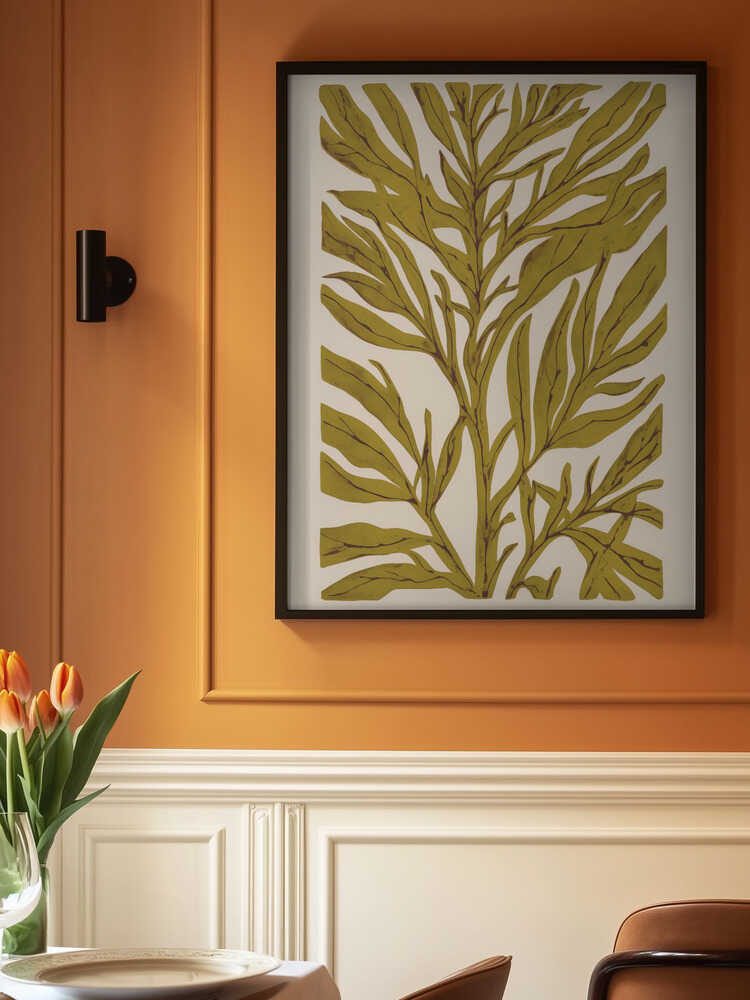 Golden Leaf Silhouette with Tree Branch Poster