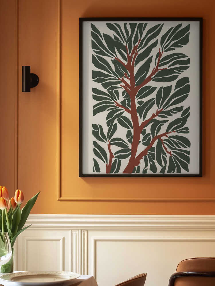 The Tree Branch with Green Leaves Poster