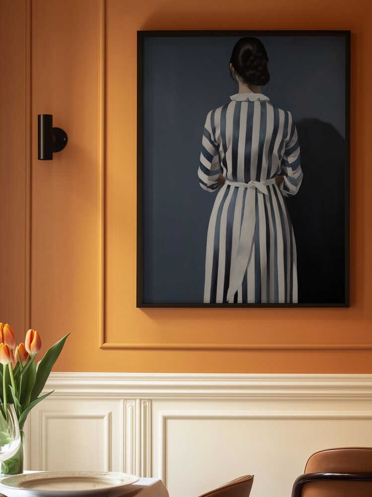 The Girl In Blue and White Striped Dress Poster