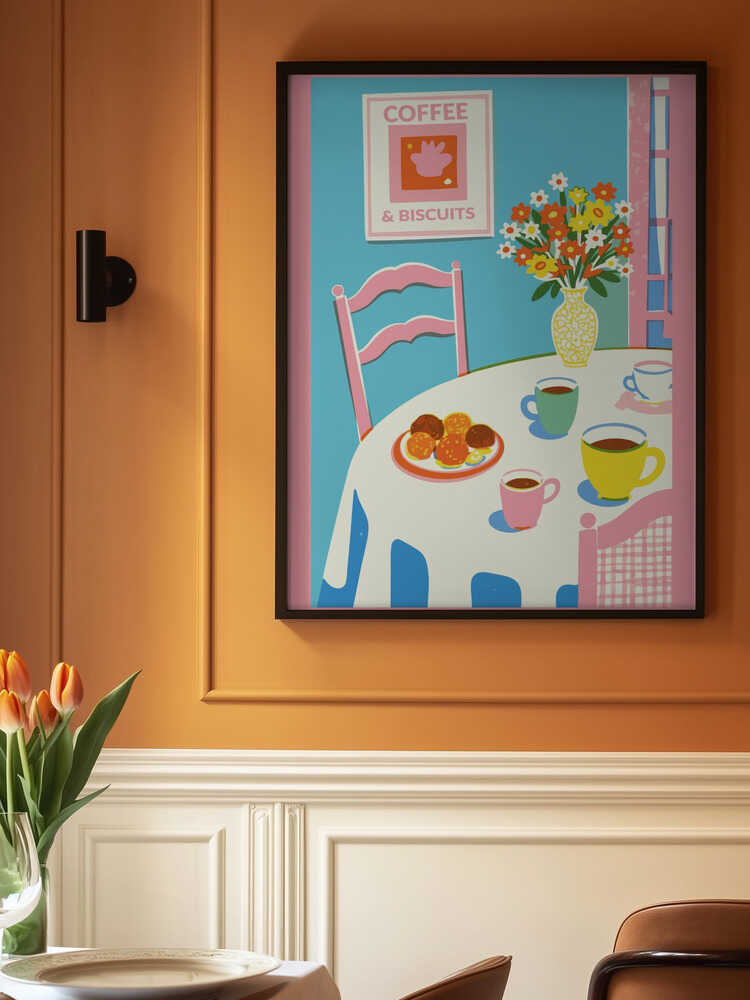 A2 Coffee and Flowers On Table 01.png Poster