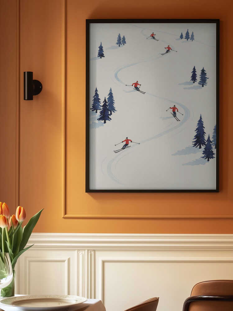 Five Skiers Poster
