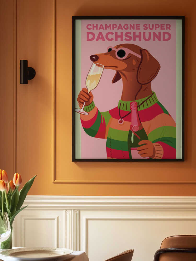 A3 Champagne Super Dachshund 01.png Poster