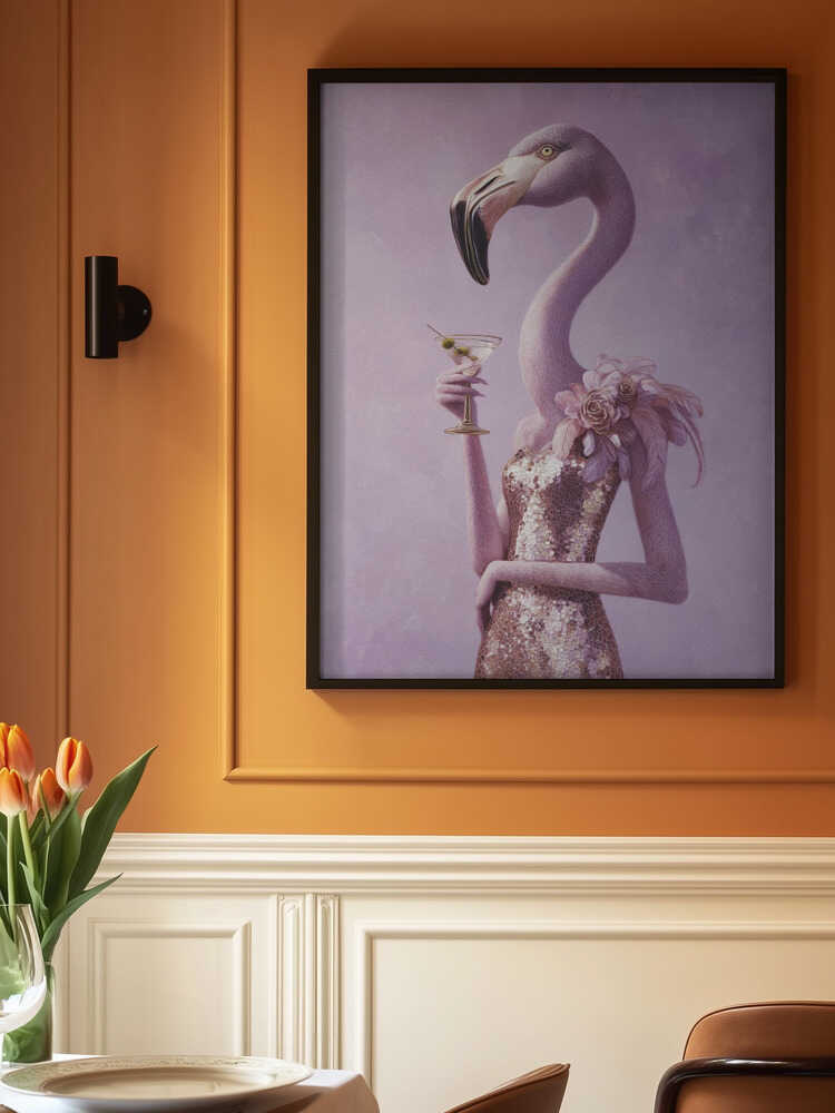 Flamingo In Cocktail Dress Poster
