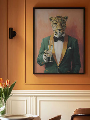 Leopard In Green Tuxedo Poster