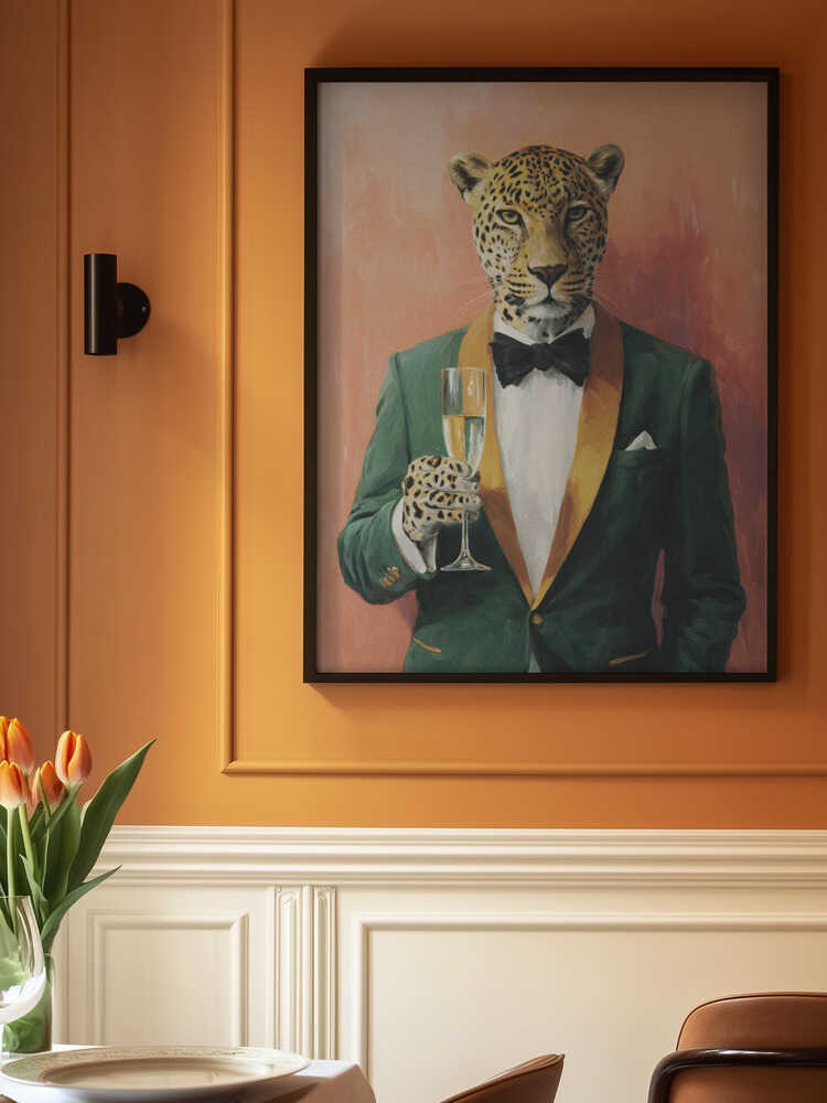 Leopard In Green Tuxedo Poster