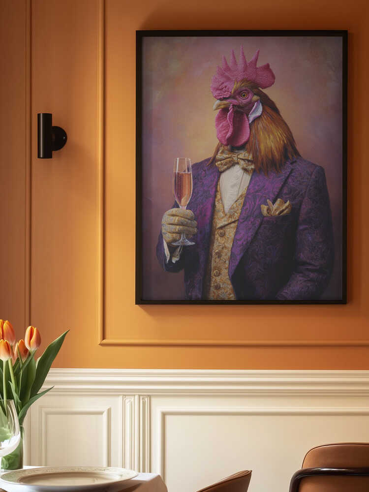 Rooster In a Purple Tuxedo Poster