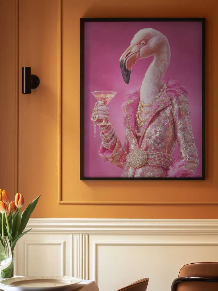 Flamingo In a Disco Jumpsuit Poster