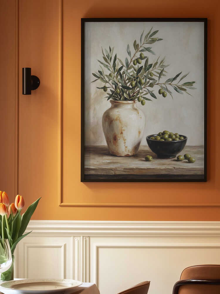 A Ceramic Bowl With Olives Poster