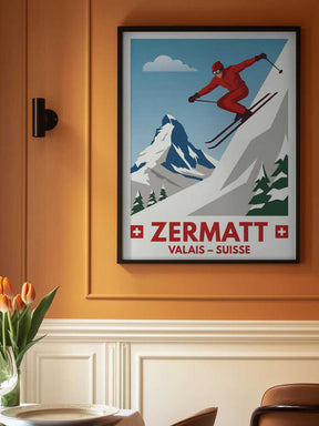 Zermatt Skiing Poster