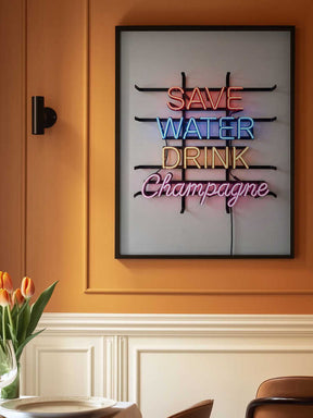 Save Water Neon Sign Poster