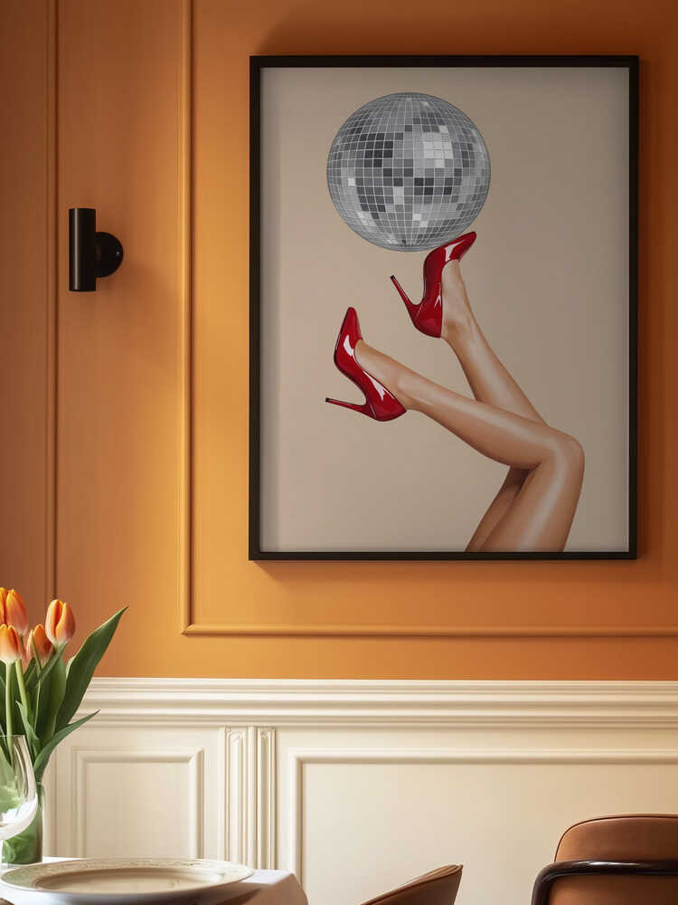 Stiletto Heels and Disco Ball Poster