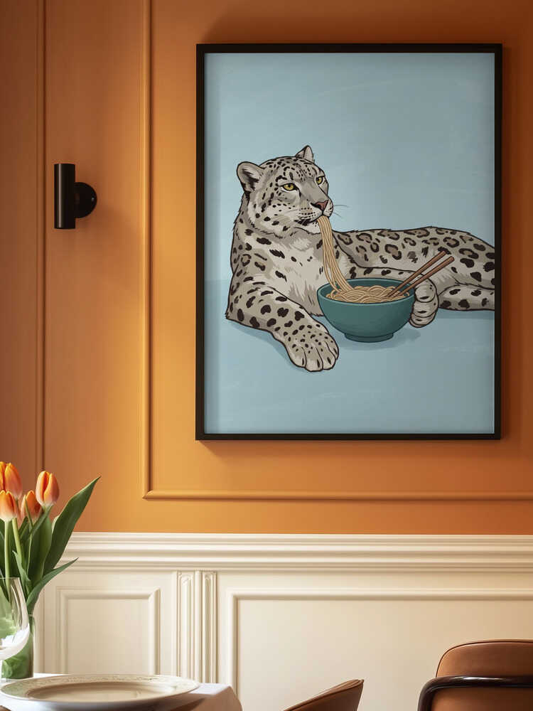 Noodle Snow Leopard Poster