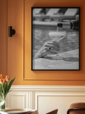 Champagne Poolside Pour Poster