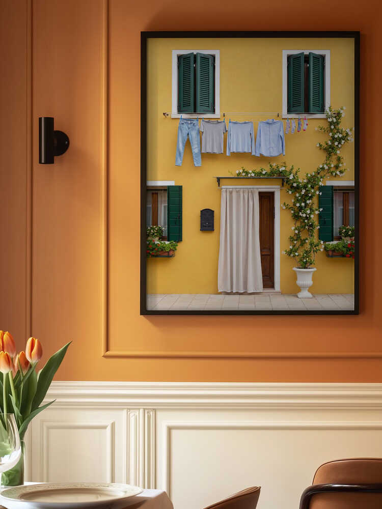 Yellow House Laundry Day Poster