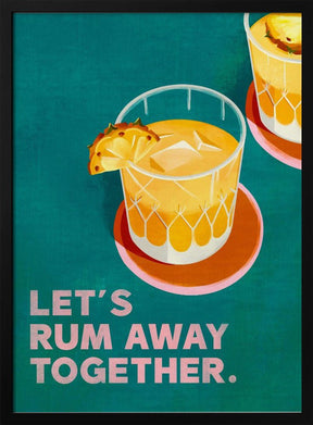 Rum Away Beach Bar Cocktail Art Poster - Corkframes.com