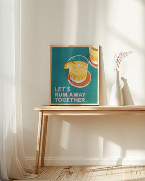 Rum Away Beach Bar Cocktail Art Poster - Corkframes.com