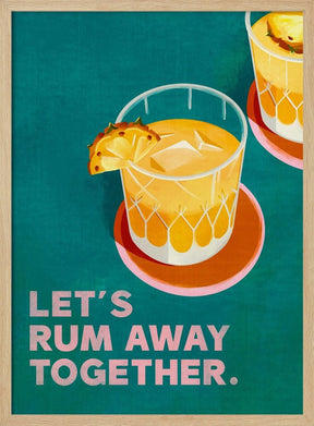 Rum Away Beach Bar Cocktail Art Poster - Corkframes.com