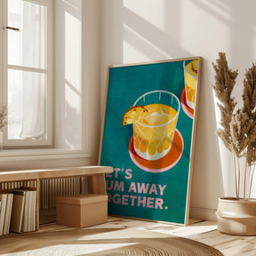 Rum Away Beach Bar Cocktail Art Poster - Corkframes.com