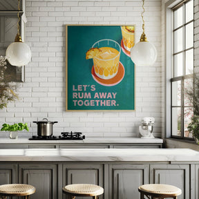 Rum Away Beach Bar Cocktail Art Poster - Corkframes.com