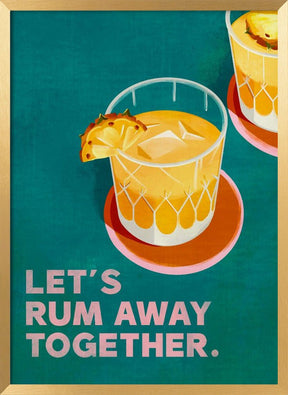 Rum Away Beach Bar Cocktail Art Poster - Corkframes.com