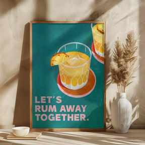 Rum Away Beach Bar Cocktail Art Poster - Corkframes.com