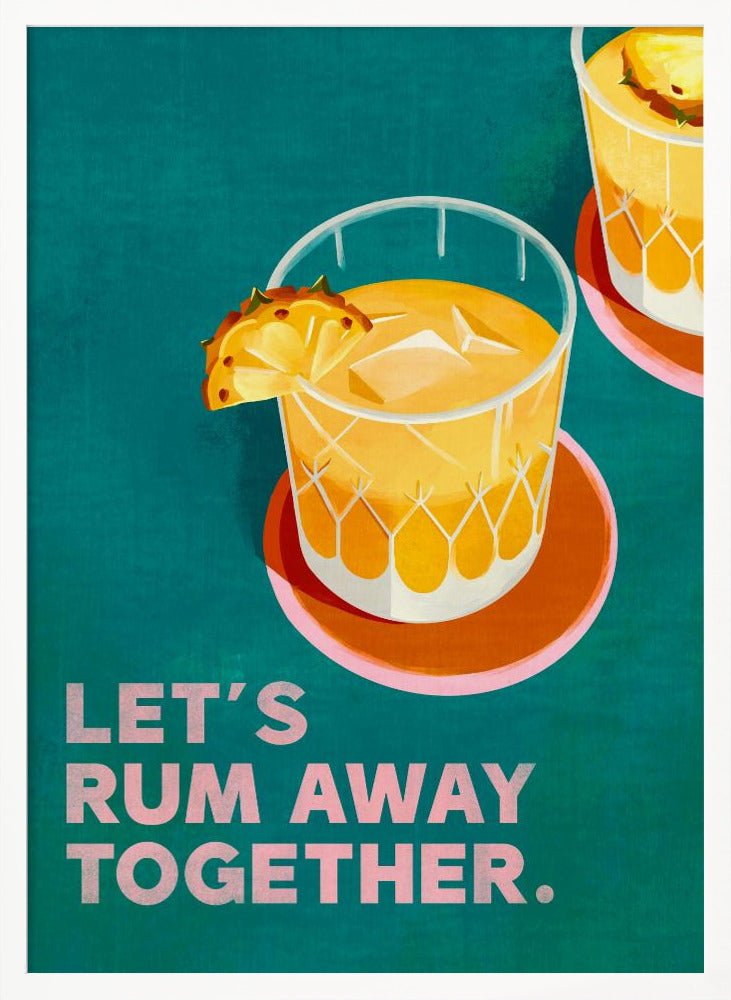 Rum Away Beach Bar Cocktail Art Poster - Corkframes.com