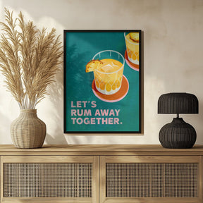 Rum Away Beach Bar Cocktail Art Poster - Corkframes.com