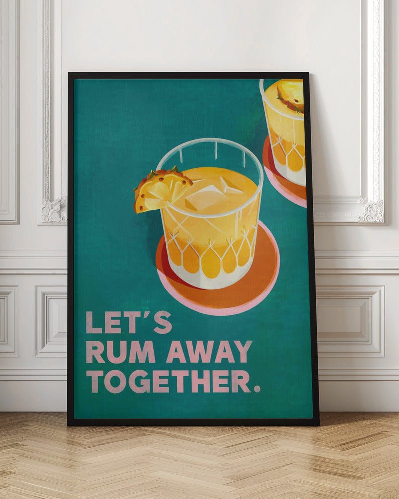 Rum Away Beach Bar Cocktail Art Poster - Corkframes.com