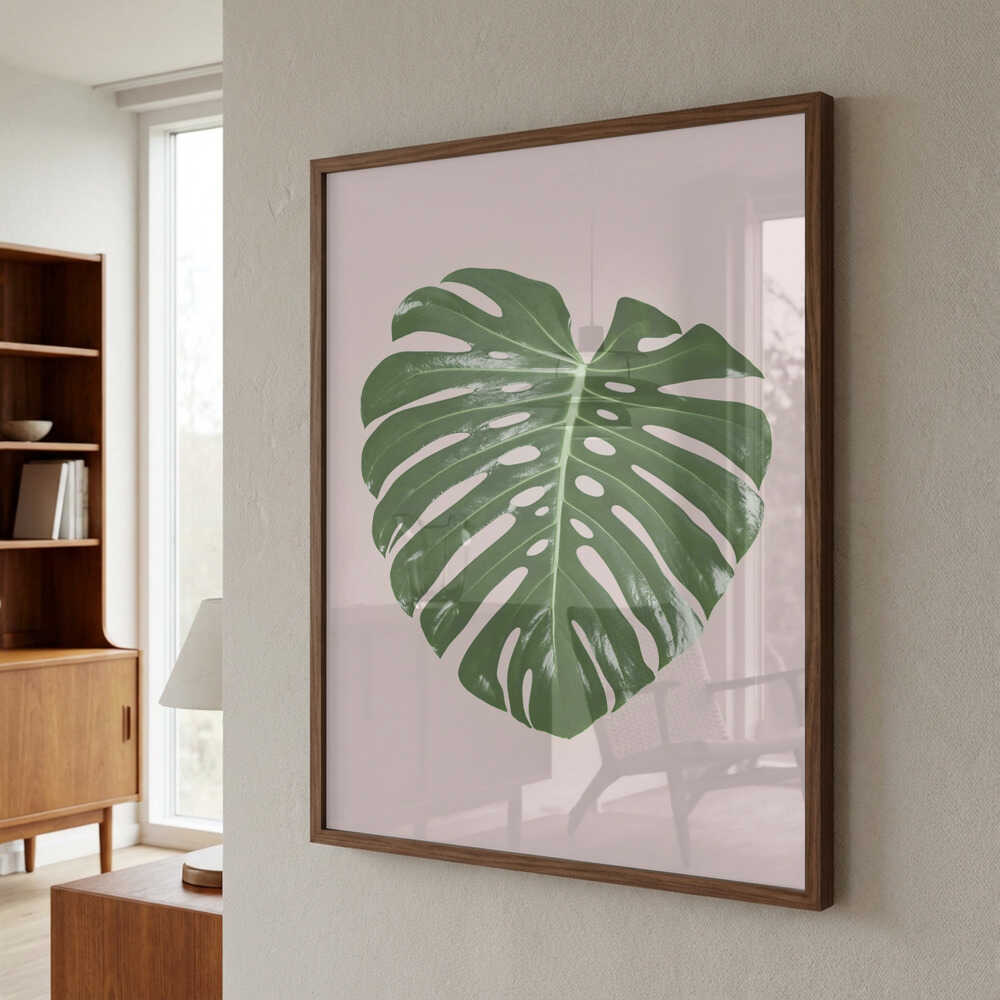 Monstera Leaf Blush Poster
