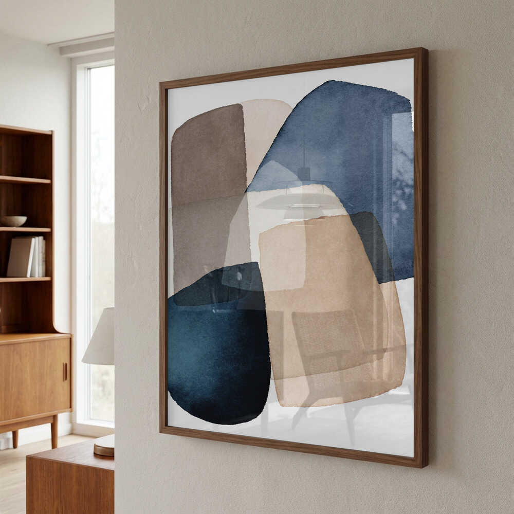 Blue Brown Blocks Poster