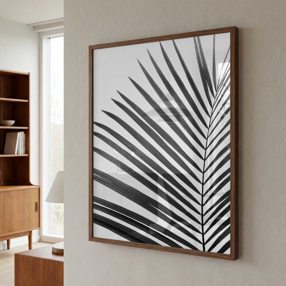 BW Palm Leaf Poster