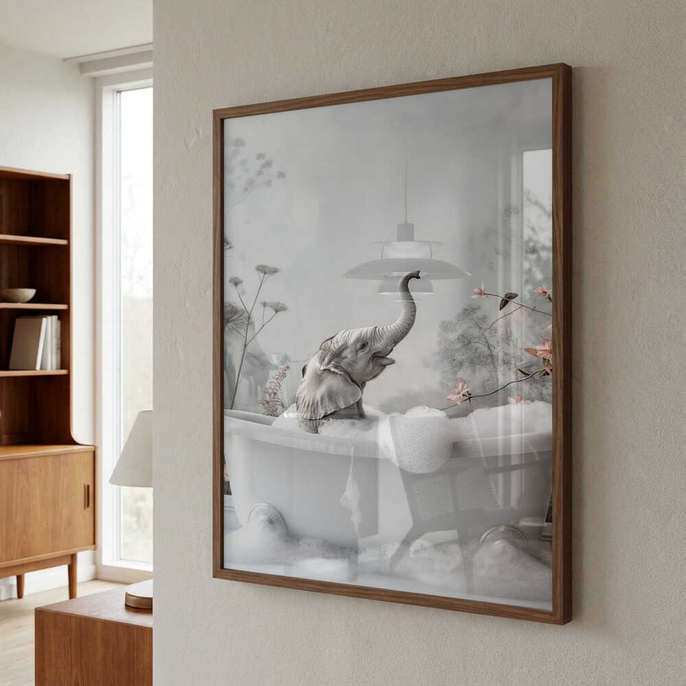 Elephant Bath Bliss Poster