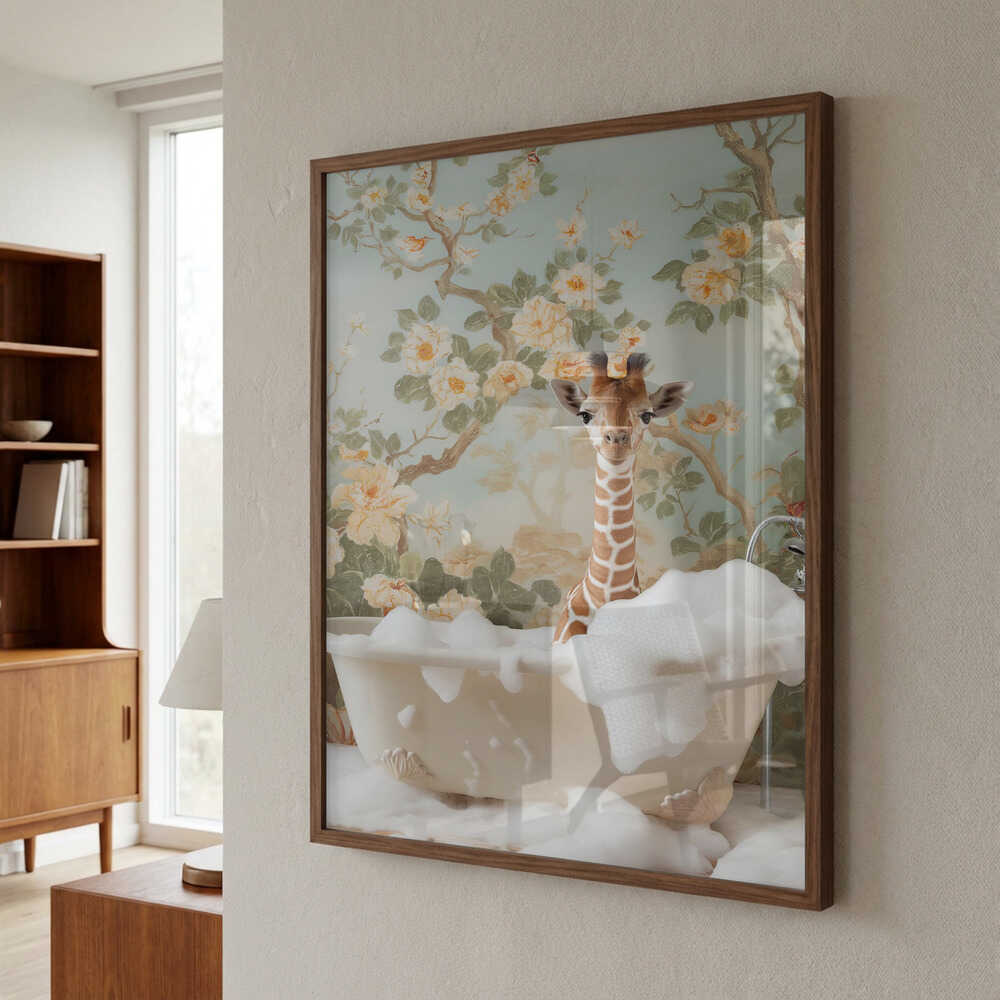 Giraffe Blossom Bath Poster
