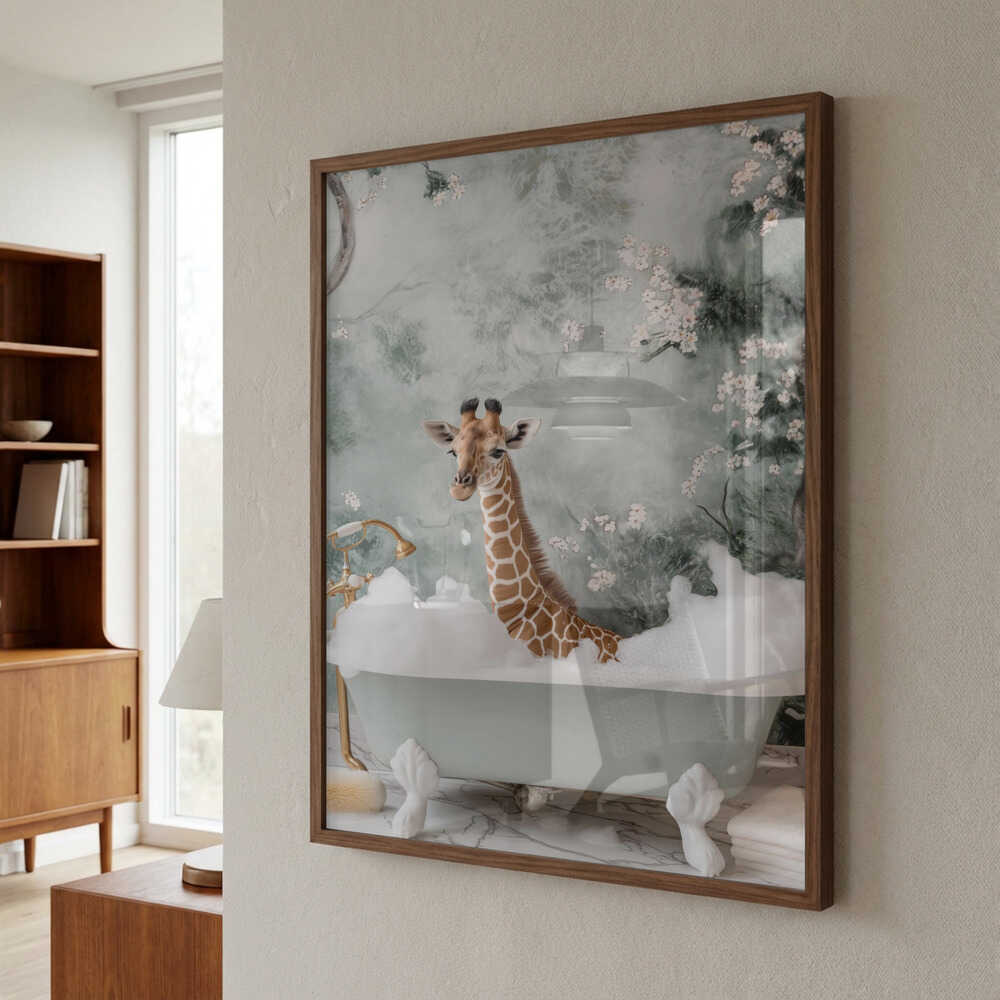 Giraffe Bubble Bliss Poster
