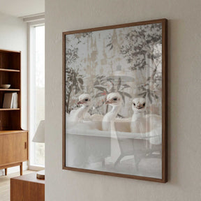 Ostrich Bath Time Delight Poster