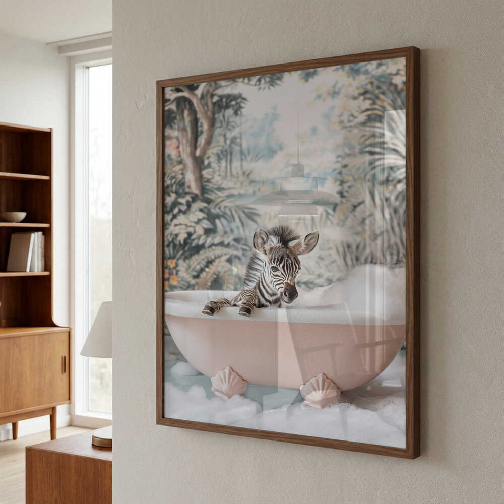 Zebra’s Bath Time Poster