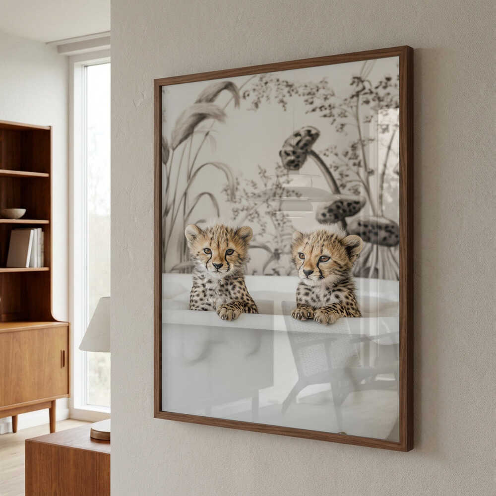 Cheetah Cub Bath Poster