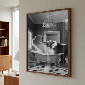 Joyful Elephant Bath Time Poster