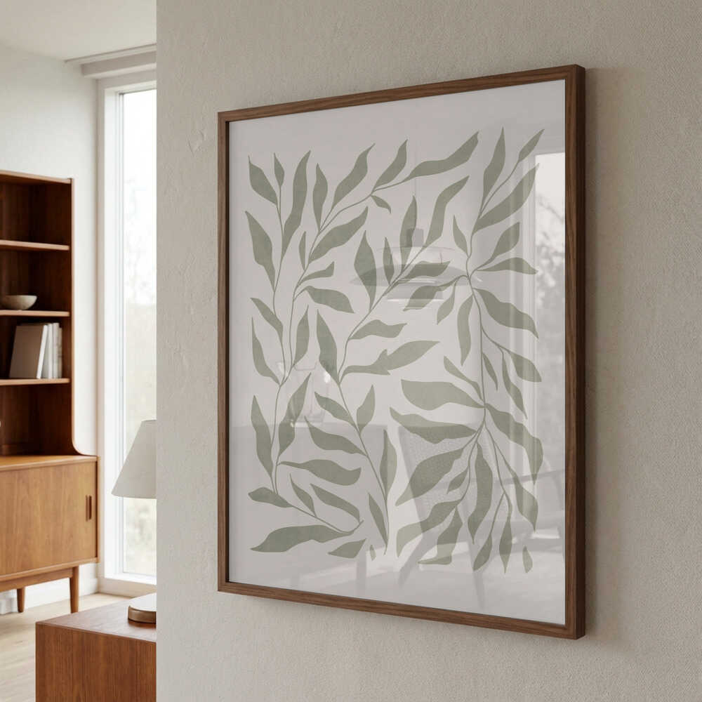 Olive Green Leaves Poster